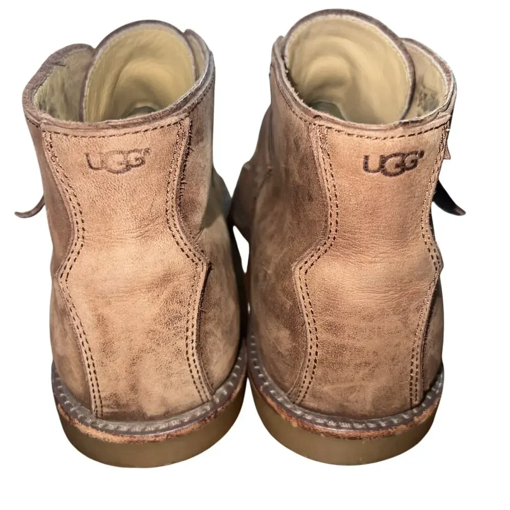 UGG Australia Men’s 10M Graham Distressed Leather Strap Boots Casual 1003381